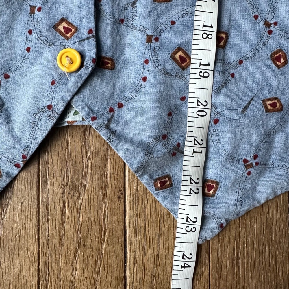 Quirky Patchwork Farmhouse Cottagecore Button Vest Women's M Blue‎ Novelty Print - Picture 6 of 9